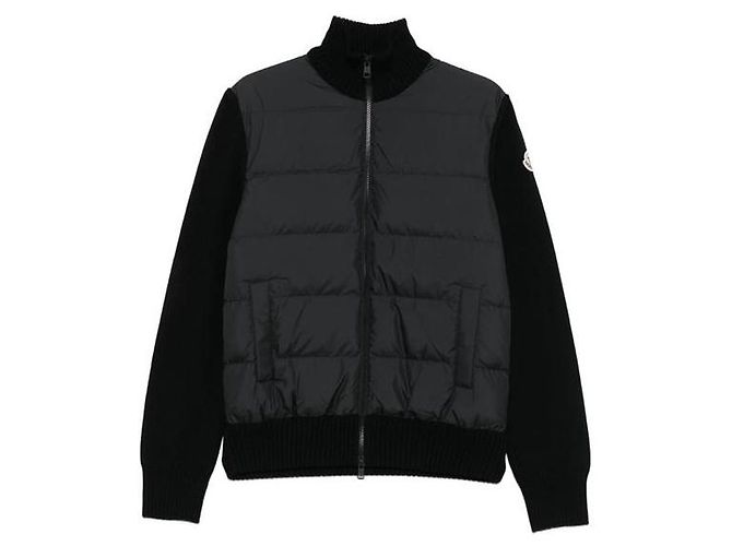 Moncler Gesteppter Wollcardigan mit Reißverschluss Schwarz - Ansicht 7