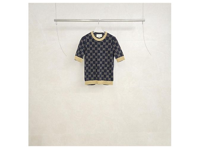 Gucci Kurzarm-Strick aus metallischem Schwarz - Ansicht 2