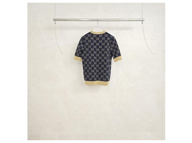 Gucci Kurzarm-Strick aus metallischem Schwarz - Ansicht 3