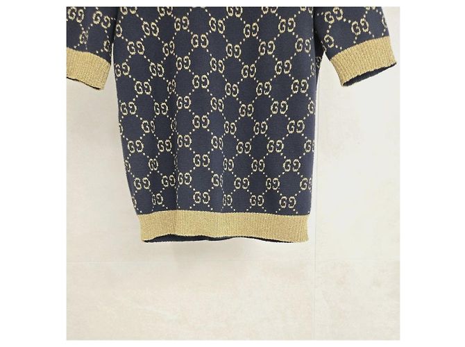 Gucci Kurzarm-Strick aus metallischem Schwarz - Ansicht 7