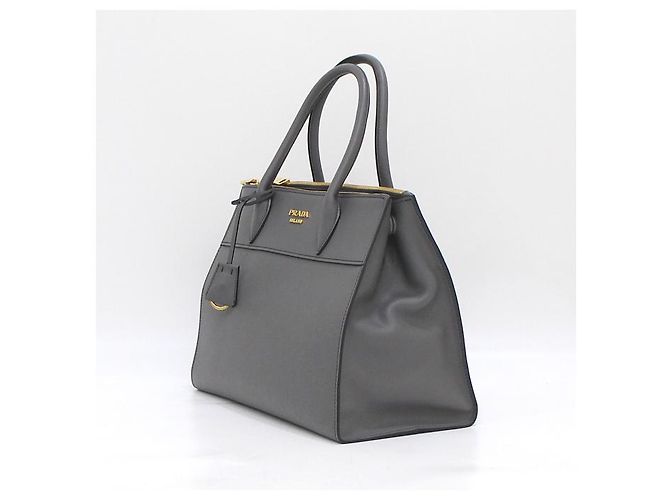 Prada Borsa Tote e Borsa a Spalla Paradigma in Pelle Saffiano Grigio - vista 3