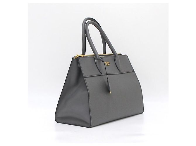 Prada Borsa Tote e Borsa a Spalla Paradigma in Pelle Saffiano Grigio - vista 4
