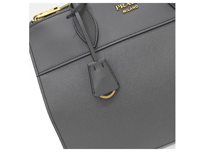 Prada Borsa Tote e Borsa a Spalla Paradigma in Pelle Saffiano Grigio - vista 9