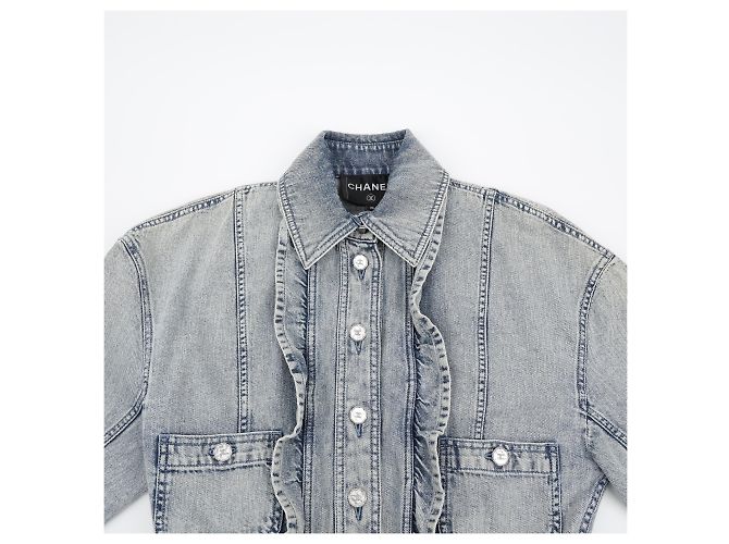 Chanel Crop Denim Jacke Größe - Ansicht 3