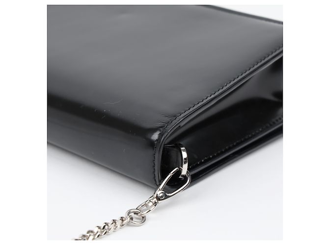 Prada Borsa a tracolla con catena in pelle spazzolata con logo Triangle Nero - vista 14