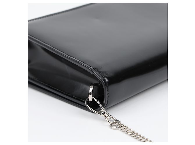 Prada Borsa a tracolla con catena in pelle spazzolata con logo Triangle Nero - vista 15