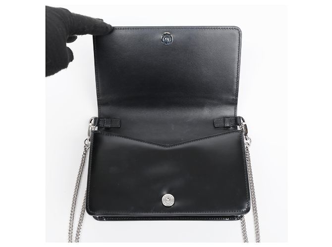 Prada Borsa a tracolla con catena in pelle spazzolata con logo Triangle Nero - vista 19