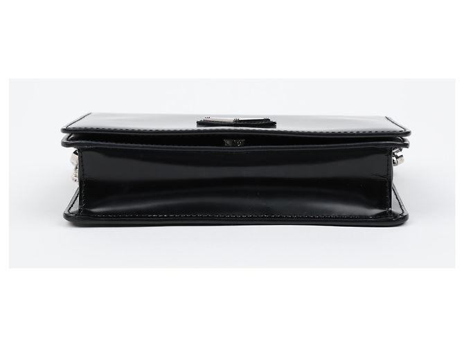 Prada Borsa a tracolla con catena in pelle spazzolata con logo Triangle Nero - vista 4