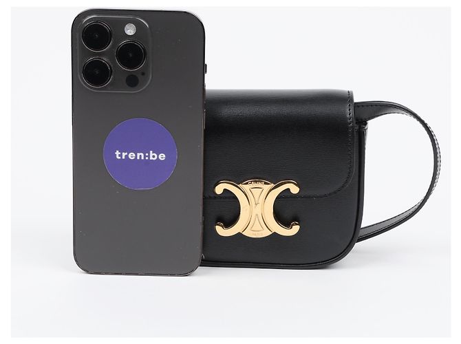 Céline Mini Claude in vitello lucido nero - vista 14