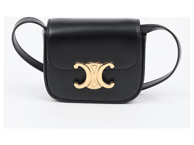 Céline Mini Claude in vitello lucido nero - vista 2