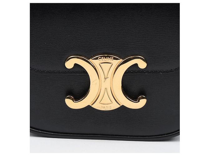 Céline Mini Claude in vitello lucido nero - vista 3