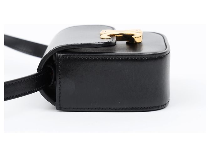 Céline Mini Claude in vitello lucido nero - vista 5