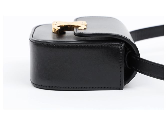 Céline Mini Claude in vitello lucido nero - vista 6