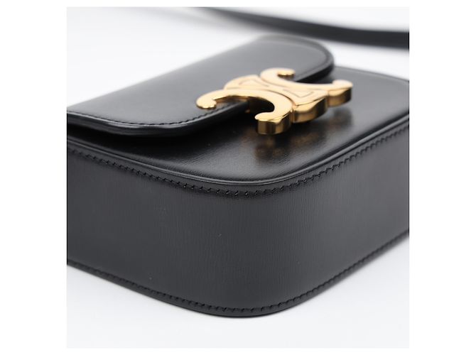 Céline Mini Claude in vitello lucido nero - vista 8