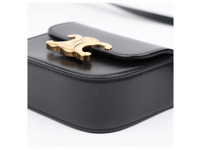 Céline Mini Claude in vitello lucido nero - vista 9