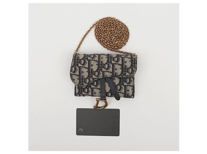Dior Borsa a tracolla Saddle Pouch in jacquard Oblique Blu - vista 10