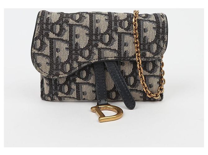 Dior Borsa a tracolla Saddle Pouch in jacquard Oblique Blu - vista 2