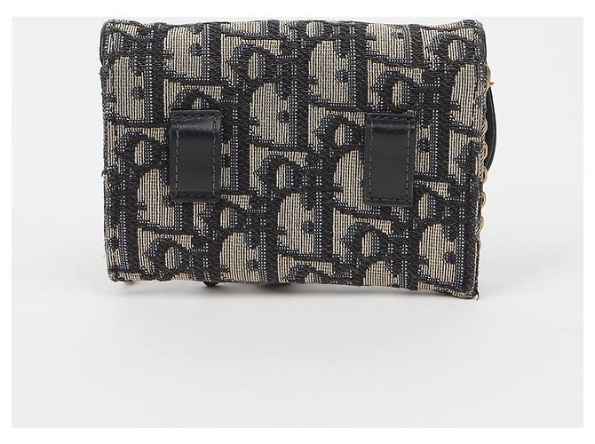 Dior Borsa a tracolla Saddle Pouch in jacquard Oblique Blu - vista 3