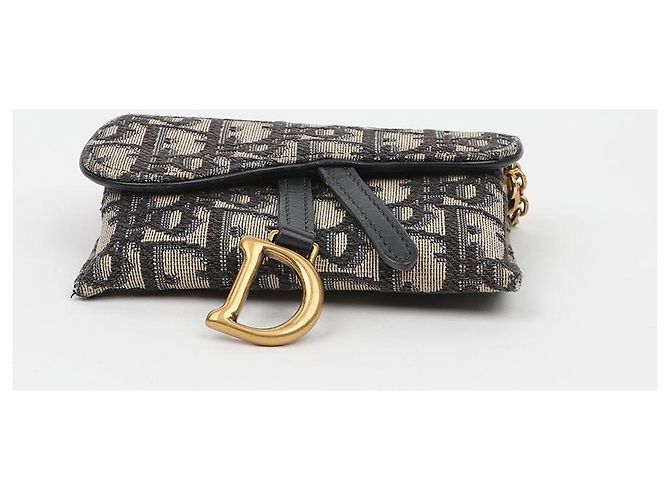 Dior Borsa a tracolla Saddle Pouch in jacquard Oblique Blu - vista 5