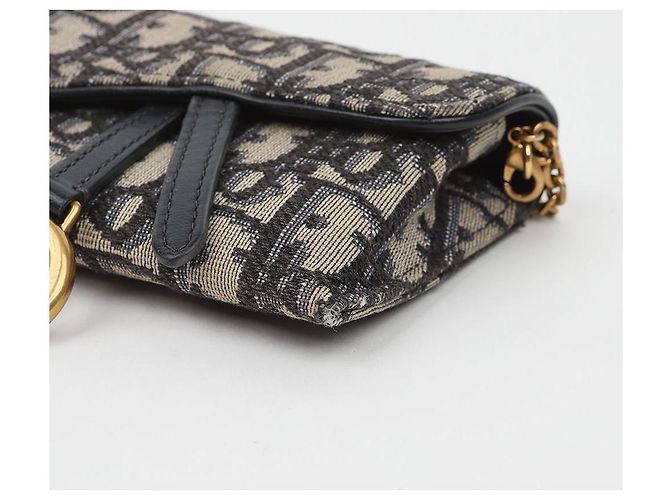 Dior Borsa a tracolla Saddle Pouch in jacquard Oblique Blu - vista 6