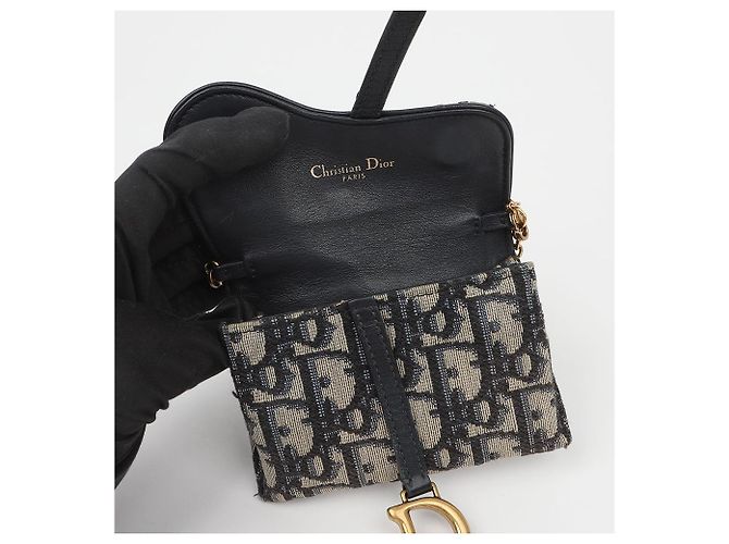 Dior Borsa a tracolla Saddle Pouch in jacquard Oblique Blu - vista 8