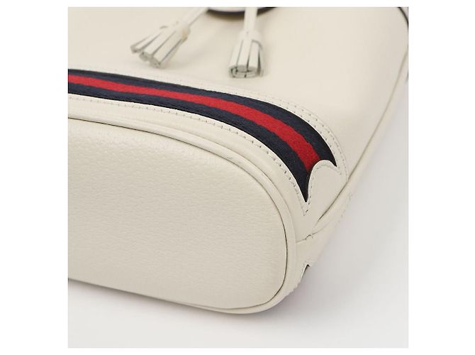Gucci Picca borsa secchiello in pelle Ophidia White - vista 10