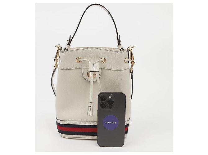 Gucci Picca borsa secchiello in pelle Ophidia White - vista 14