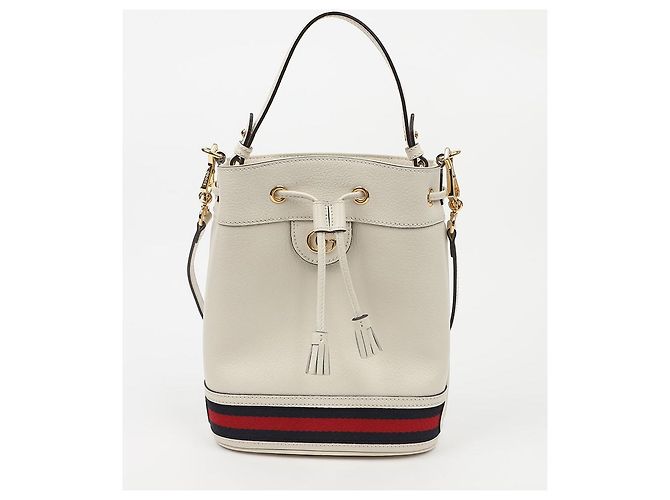 Gucci Picca borsa secchiello in pelle Ophidia White - vista 2