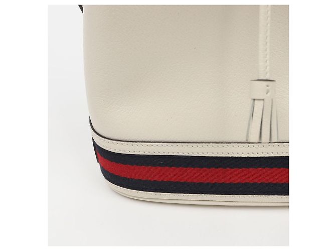 Gucci Picca borsa secchiello in pelle Ophidia White - vista 4