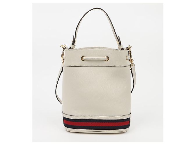 Gucci Picca borsa secchiello in pelle Ophidia White - vista 5