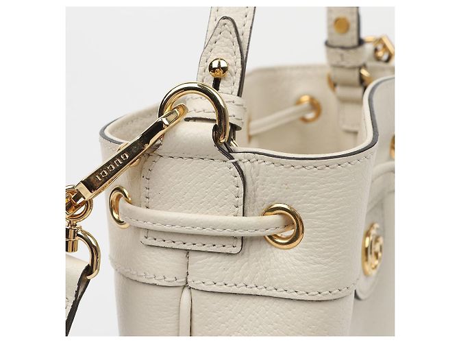 Gucci Picca borsa secchiello in pelle Ophidia White - vista 7