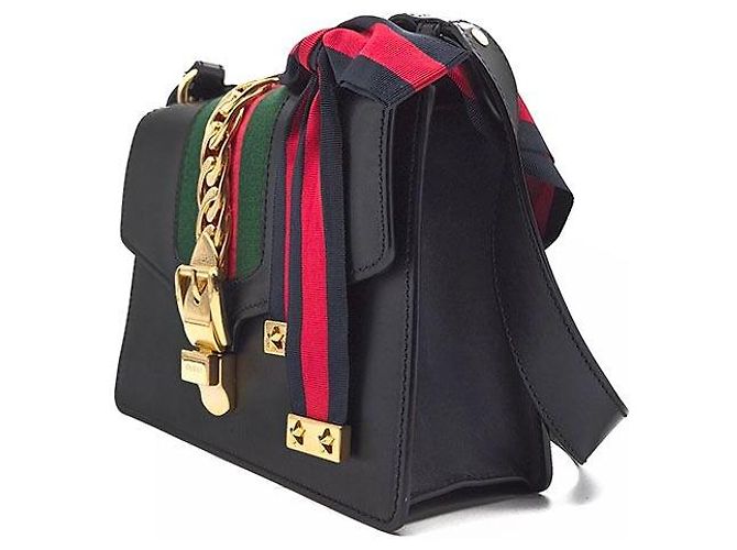 Borsa Gucci Sylvie Small in pelle nera - vista 2