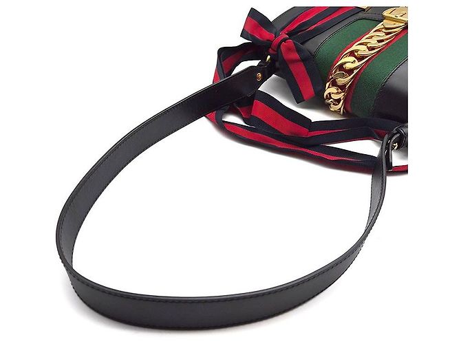 Borsa Gucci Sylvie Small in pelle nera - vista 5