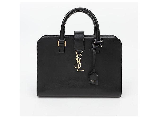 Autre Marque Borsa a Tracolla Cabas Small Leather Tote Black Gold - vista 2