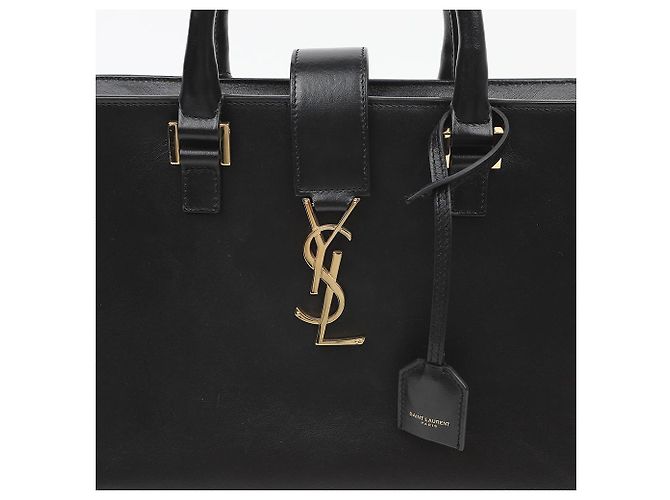 Autre Marque Borsa a Tracolla Cabas Small Leather Tote Black Gold - vista 3