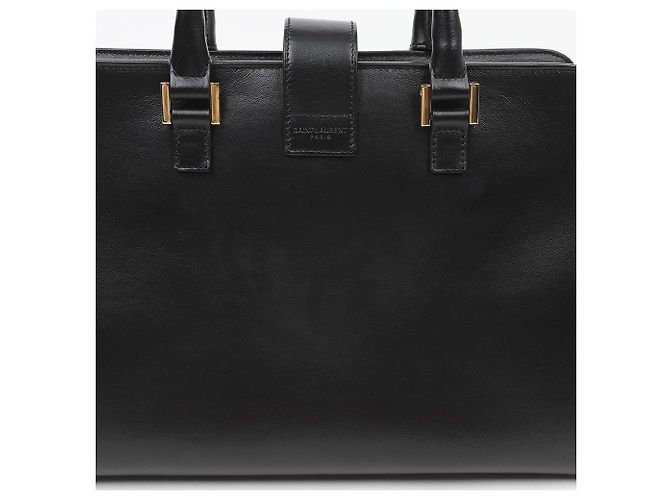 Autre Marque Borsa a Tracolla Cabas Small Leather Tote Black Gold - vista 5