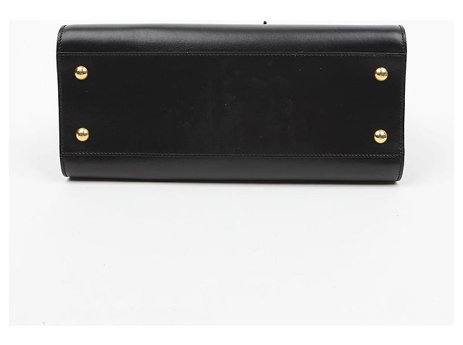 Autre Marque Borsa a Tracolla Cabas Small Leather Tote Black Gold - vista 7