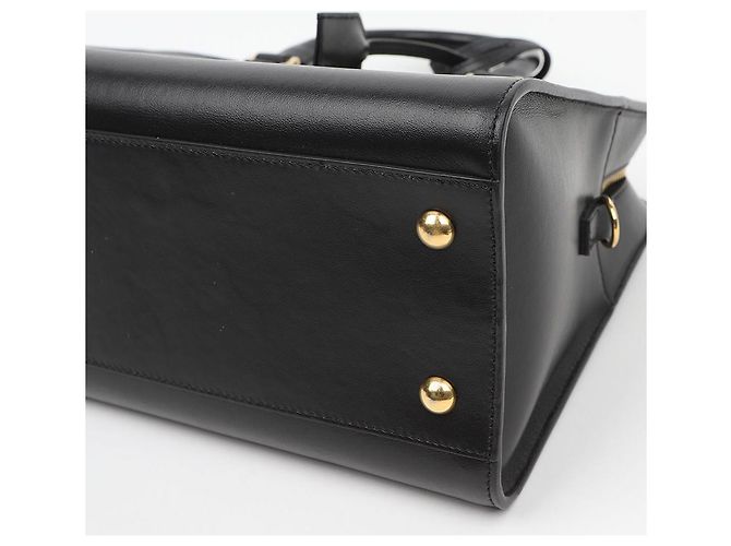 Autre Marque Borsa a Tracolla Cabas Small Leather Tote Black Gold - vista 8