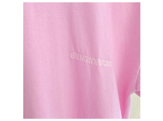 Balenciaga Upside Down T-Shirt mit besticktem Logo Rosa XS - Ansicht 5