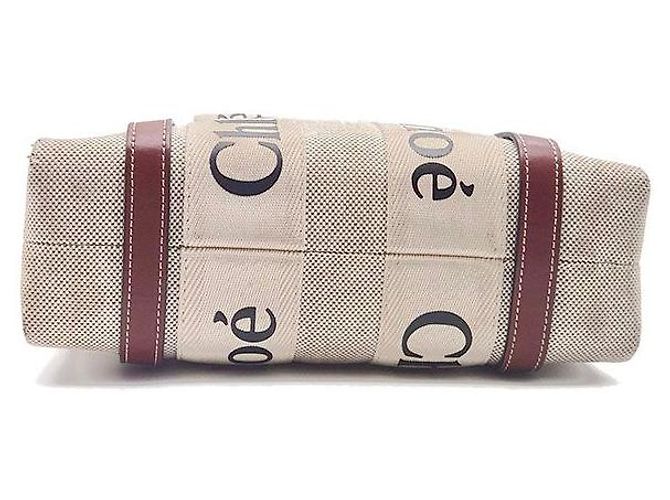 Borsa Chloé Woody Small Avorio in Tela - vista 7