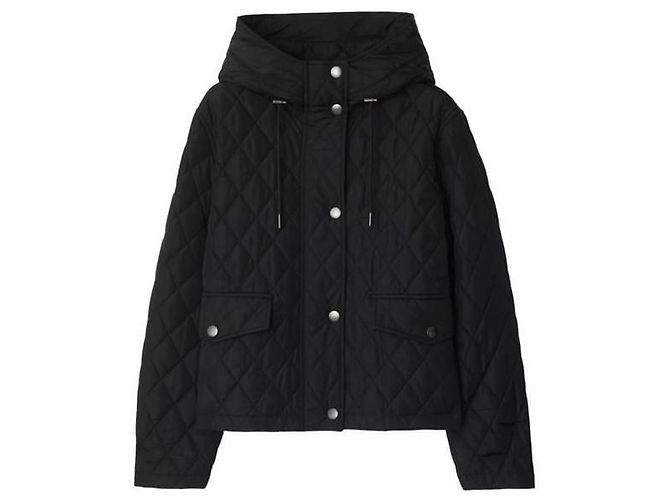 Burberry Kurze gesteppte Nylonjacke mit Kapuze Schwarz - Ansicht 4