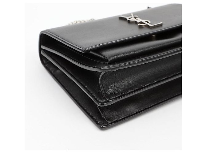 Autre Marque Borsa a tracolla Sunset Medium in pelle liscia con catena Black Silver - vista 11