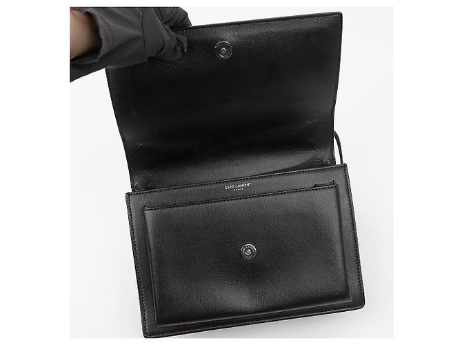 Autre Marque Borsa a tracolla Sunset Medium in pelle liscia con catena Black Silver - vista 12