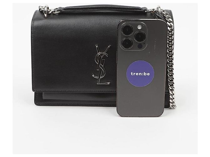 Autre Marque Borsa a tracolla Sunset Medium in pelle liscia con catena Black Silver - vista 16