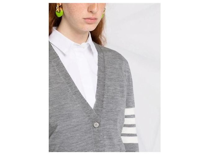 Thom Browne Cardigã de Lã Merino para Mulheres Cinza - vista 4
