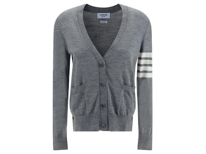 Thom Browne Cardigã de Lã Merino para Mulheres Cinza - vista 8