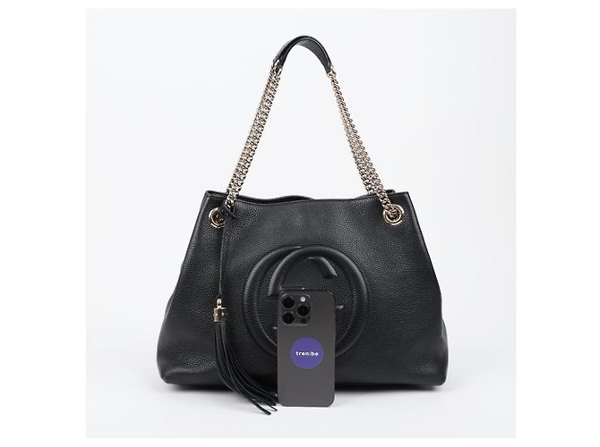 Gucci Borsa a tracolla GG Soho con nappe e catena Nero - vista 16