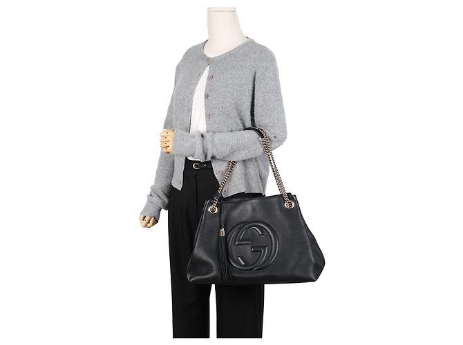 Gucci Borsa a tracolla GG Soho con nappe e catena Nero - vista 17