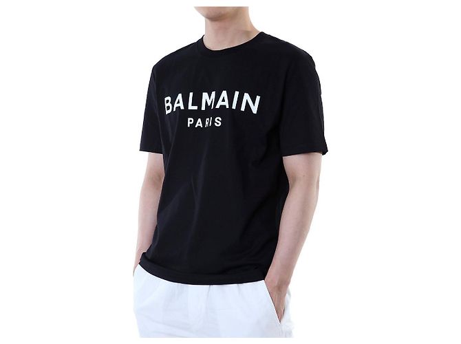 Balmain Rundes T-Shirt mit Signature-Logo-Print (Black) - Ansicht 10