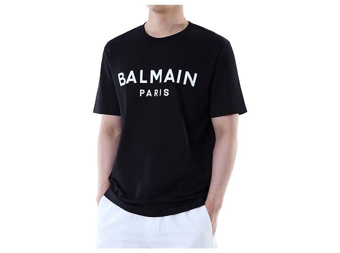 Balmain Rundes T-Shirt mit Signature-Logo-Print (Black) - Ansicht 4